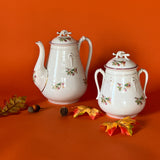 Vintage Floral/Gilt Teapot and Sugar Bowl, Set of 2