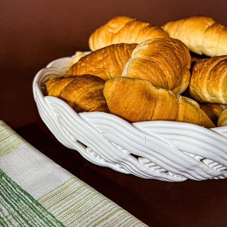 Vintage Italian Ceramic Woven Bread Basket