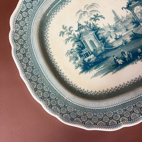 Vintage Oversized English Chinese View Ceramic Serving Platter