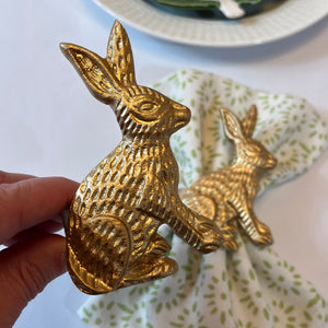 Bunny Gilt Metal Napkin Rings, Set of 2