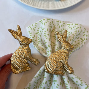 Bunny Gilt Metal Napkin Rings, Set of 2