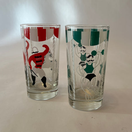 Tall Circus-Themed Glasses, Set of 6