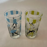 Tall Circus-Themed Vintage Glasses, Set of 6