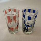 Tall Circus-Themed Vintage Glasses, Set of 6