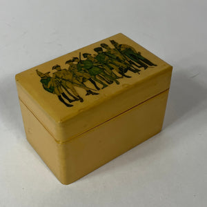 Colonial-Themed Wood Box w/2 Decks Playing Cards