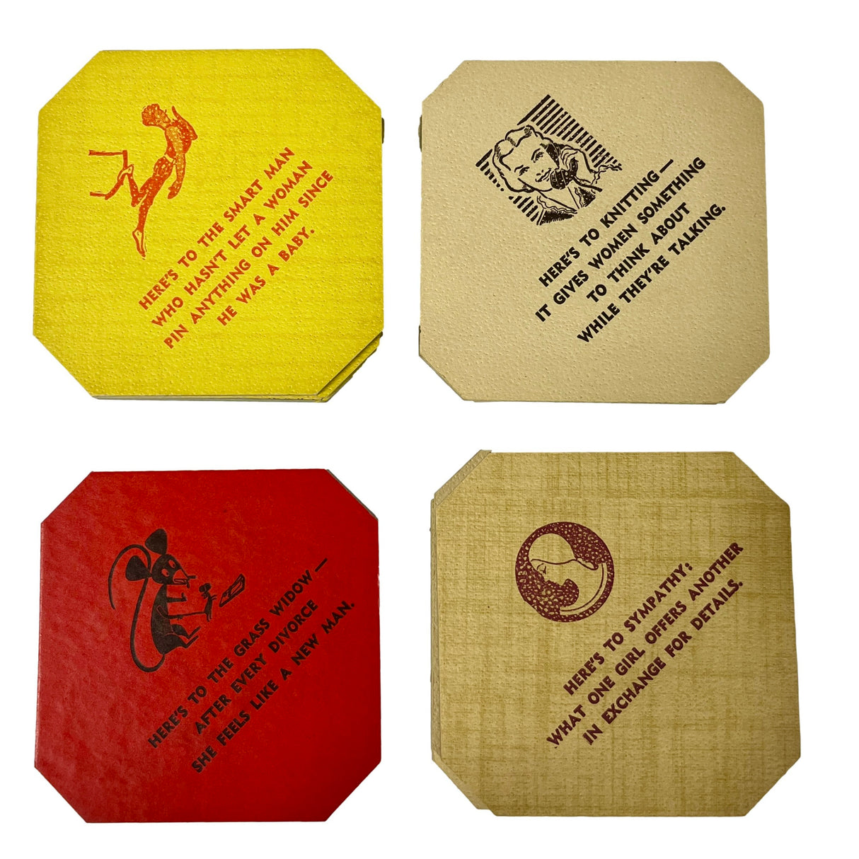 Witty Vintage Coasters, Set of 12