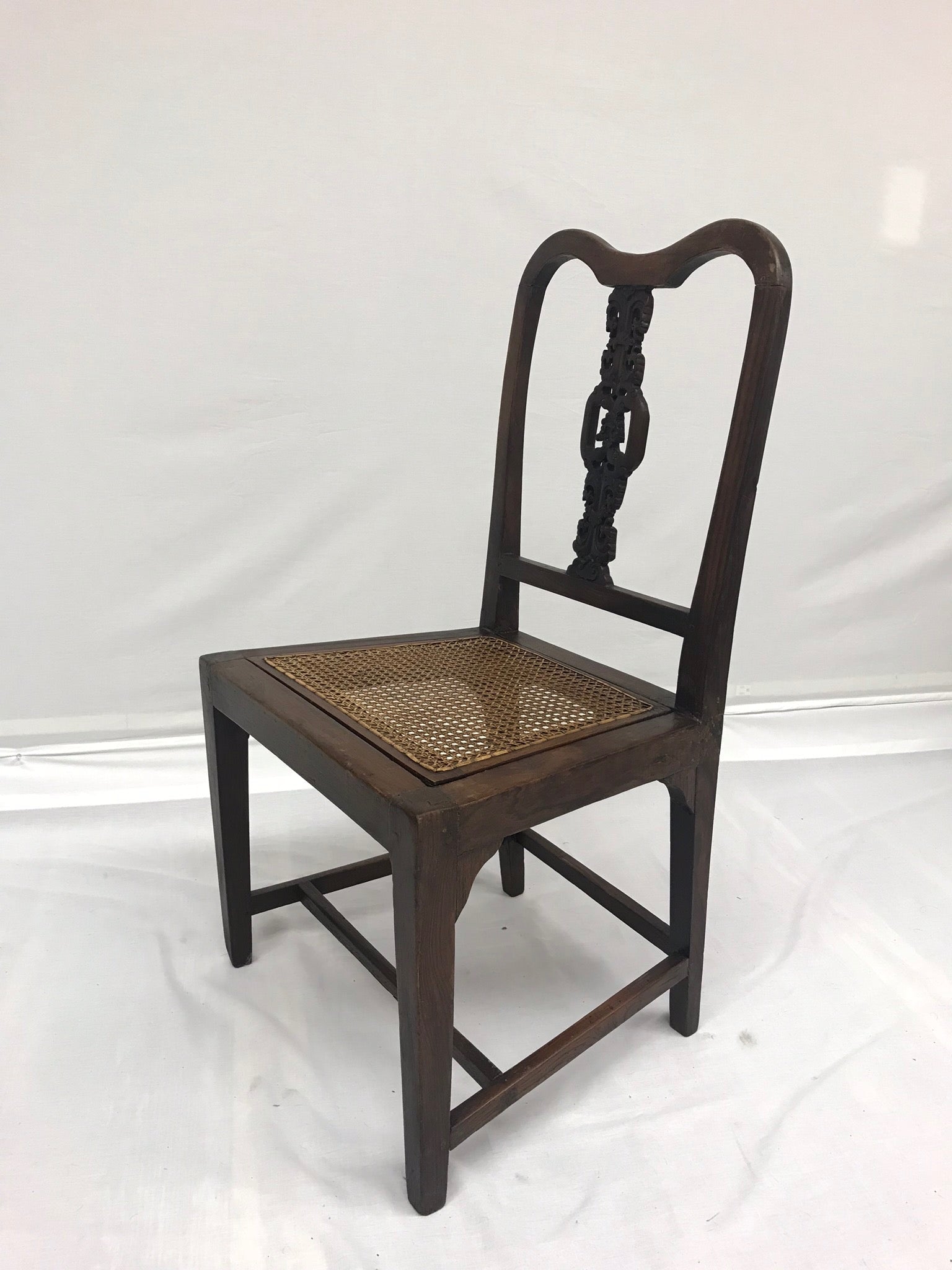 Vintage Late 19th Century Chinoiserie Wood Hall Chair