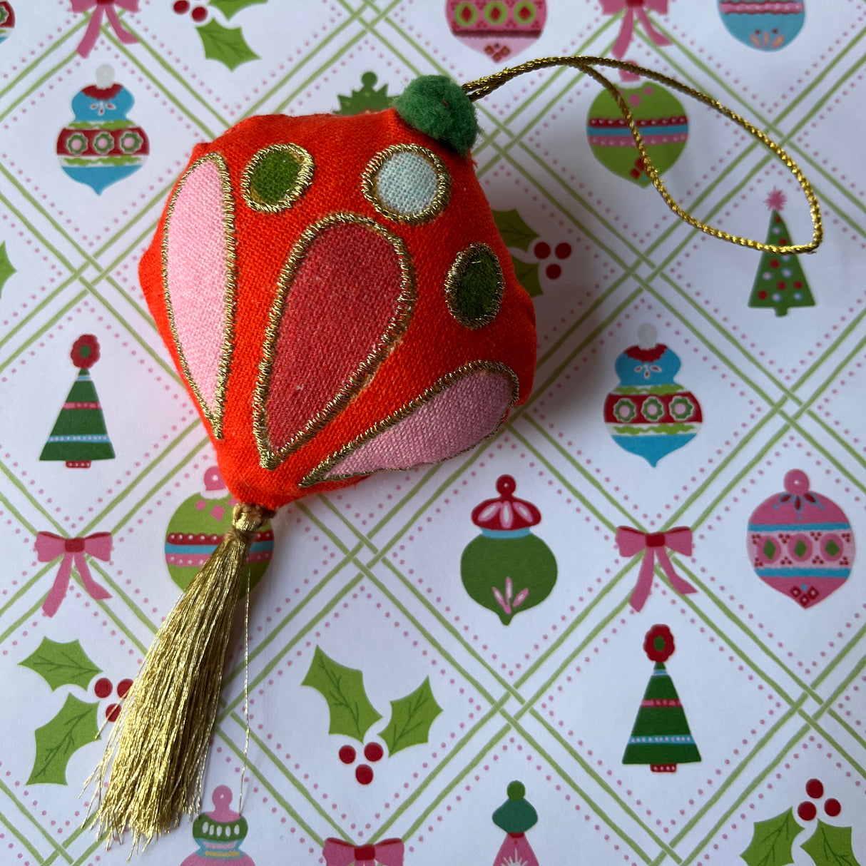 Fabric Pop Art Ornaments, Set of 5