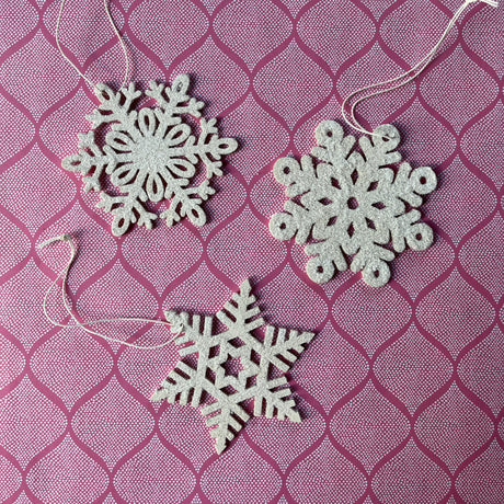 Glitter Snowflakes Christmas Ornaments, Set of 3