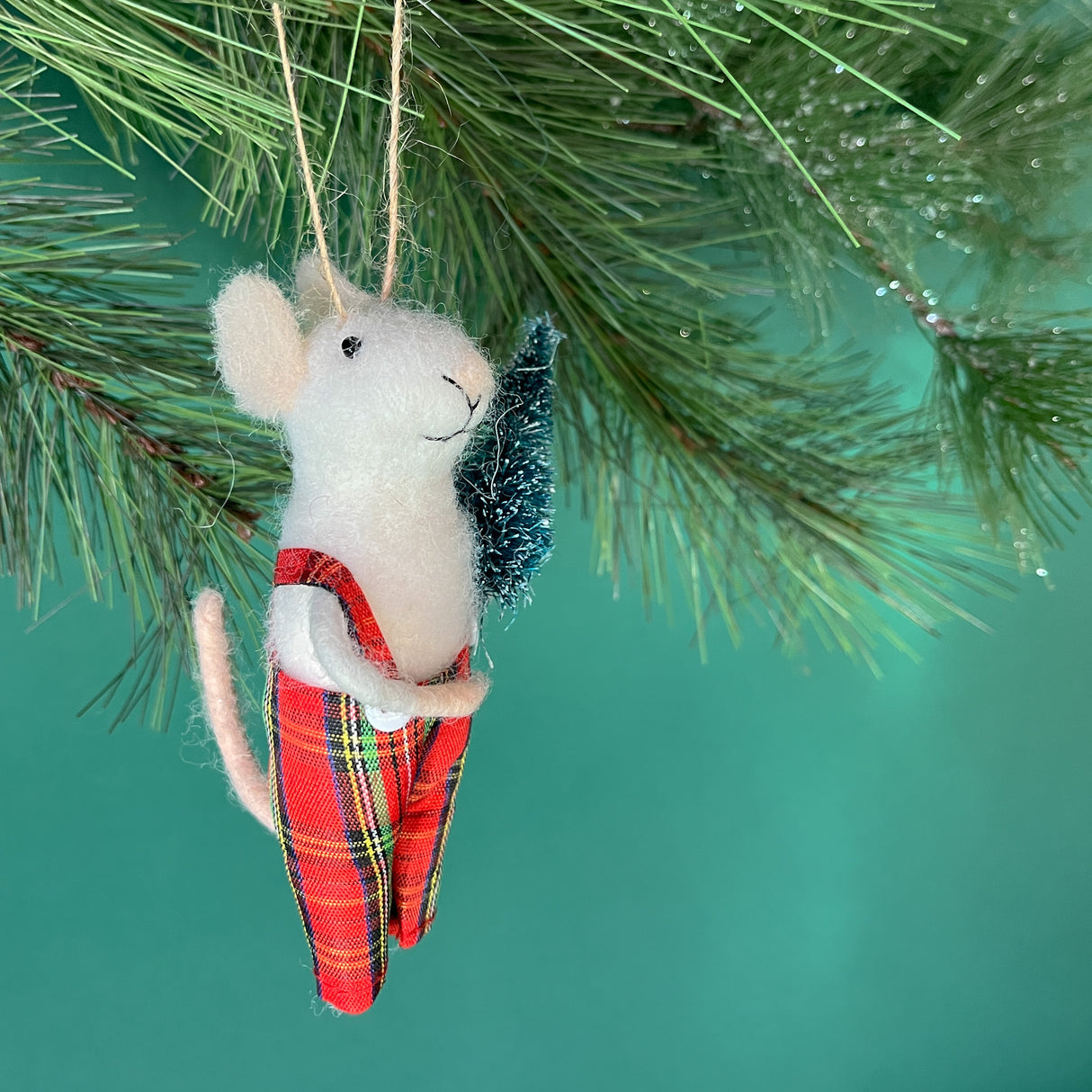 Party Clothes Felt Mice w/Gifts Christmas Ornaments, Set of 2