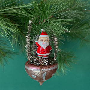 Christmas Glitter Basket Santa and Snowman Ornaments - Set of 3