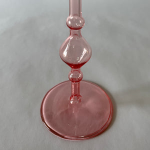 Pink Glass Candleholders, Pair