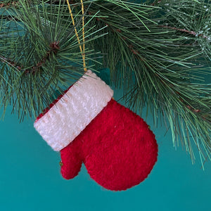 Elf/Snowman/Glove Sequin Felt Christmas Ornaments, Set of 3