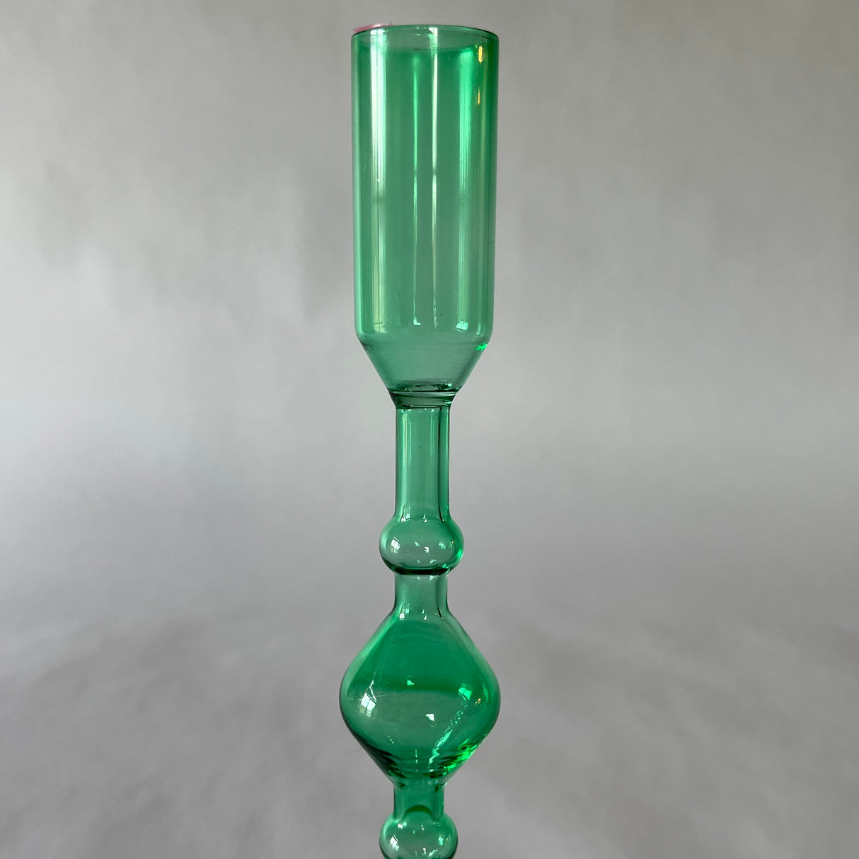 Green Glass Candleholders, Pair