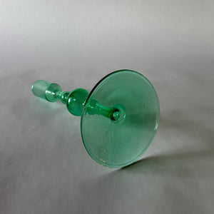 Green Glass Candleholders, Pair