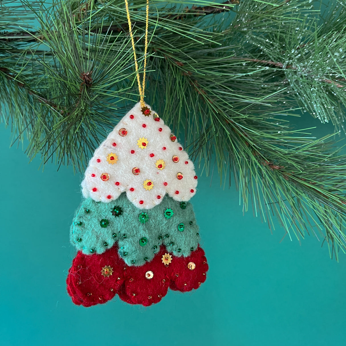 Reindeer/Santa/Christmas Tree Felt/Sequin Christmas Ornaments, Set of 3