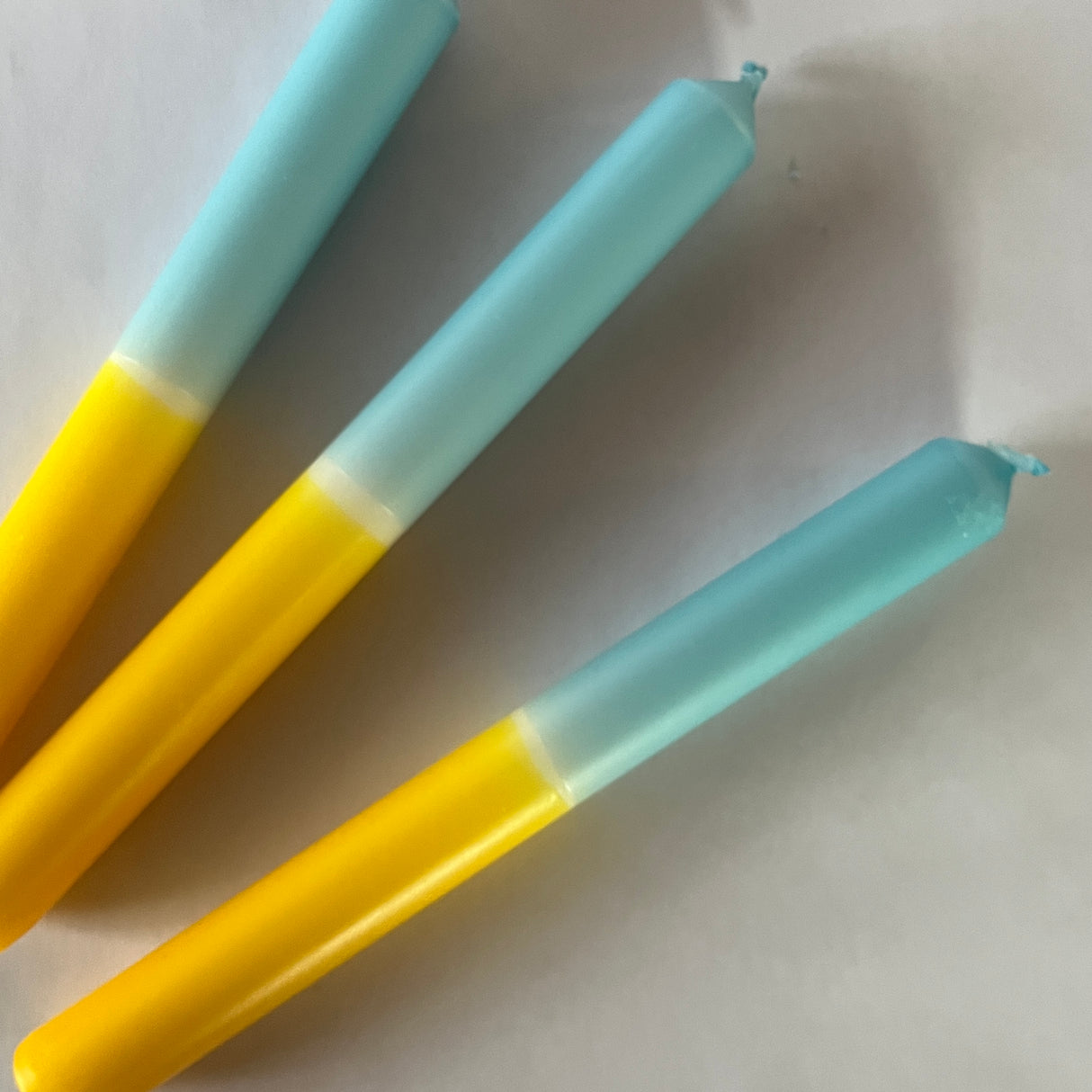Blue/Yellow Taper Candles, Set of 3
