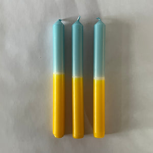 Blue/Yellow Taper Candles, Set of 3