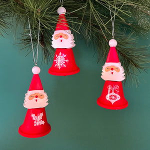 Jolly Santa Holiday Bells Christmas Ornaments, Set of 3