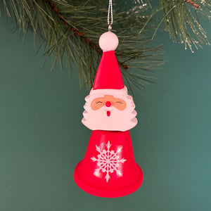 Jolly Santa Holiday Bells Christmas Ornaments, Set of 3