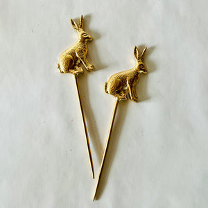 Gilt Metal Easter Bunny Plant Stakes, Set of 2