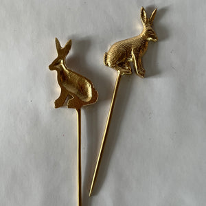 Gilt Metal Easter Bunny Plant Stakes, Set of 2