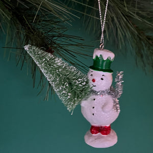 Top Hat Snowmen Vintage-Style Christmas Ornaments, Set of 3