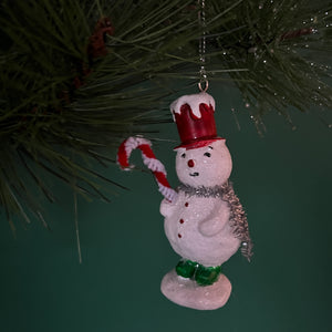 Top Hat Snowmen Vintage-Style Christmas Ornaments, Set of 3