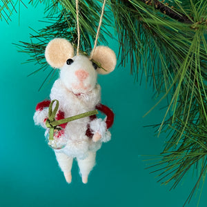 Santa Felt Mice w/Gifts Christmas Ornaments, Set of 3