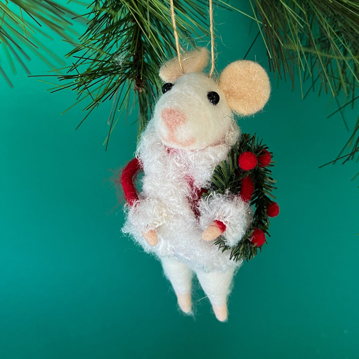 Santa Felt Mice w/Gifts Christmas Ornaments, Set of 3