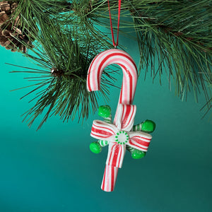 Red/White Candy Cane Delights Christmas Ornaments, Set of 3