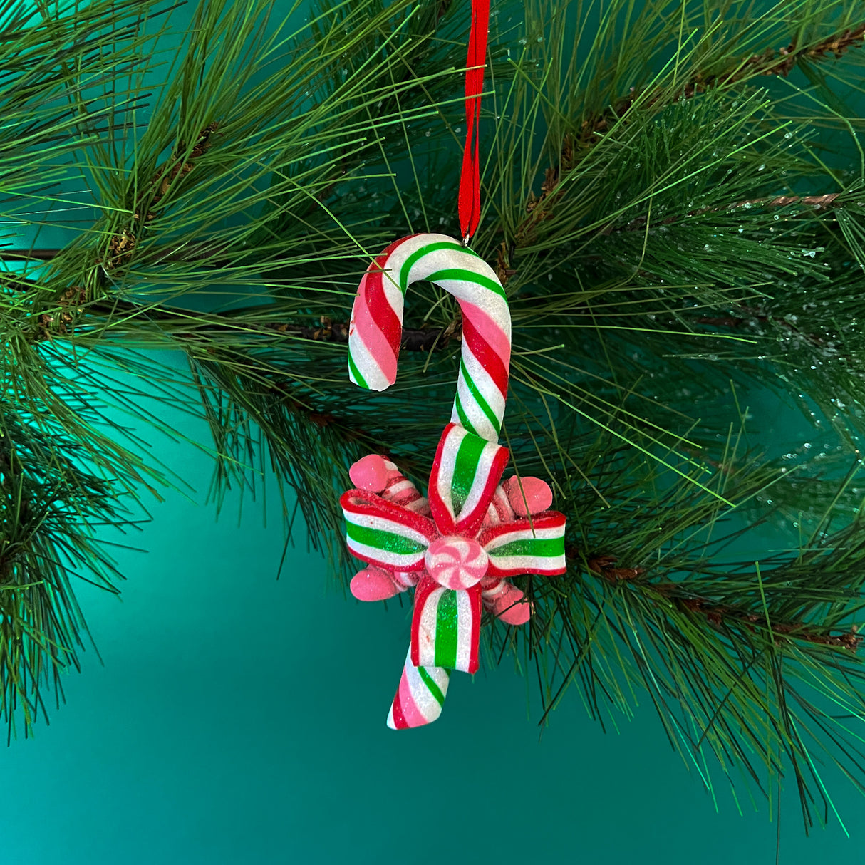 Red/White/Green Candy Cane Delights Christmas Ornaments, Set of 3