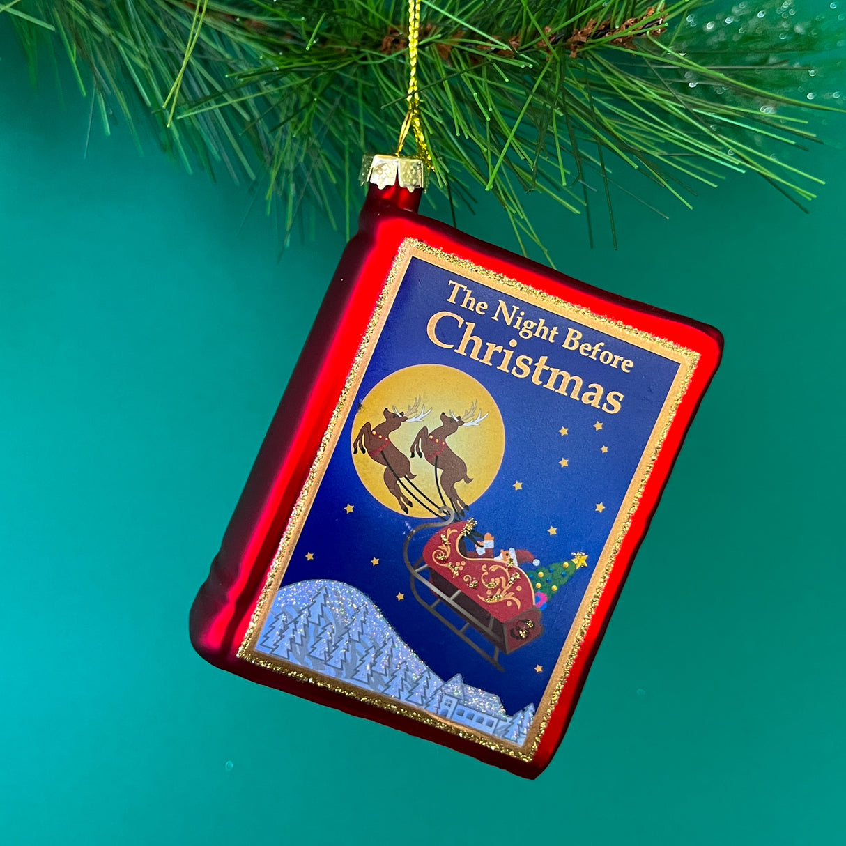 Glass The Night Before Christmas Book Ornament