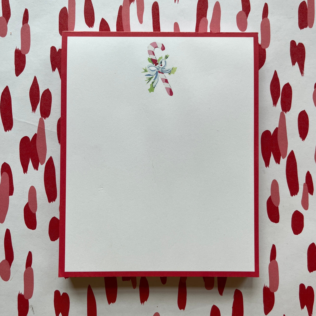 Christmas Candy Cane w/Red Border Tall Stack Notepad