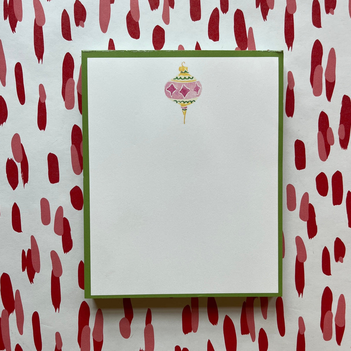 Pink Christmas Ornament Tall Stack Notepad