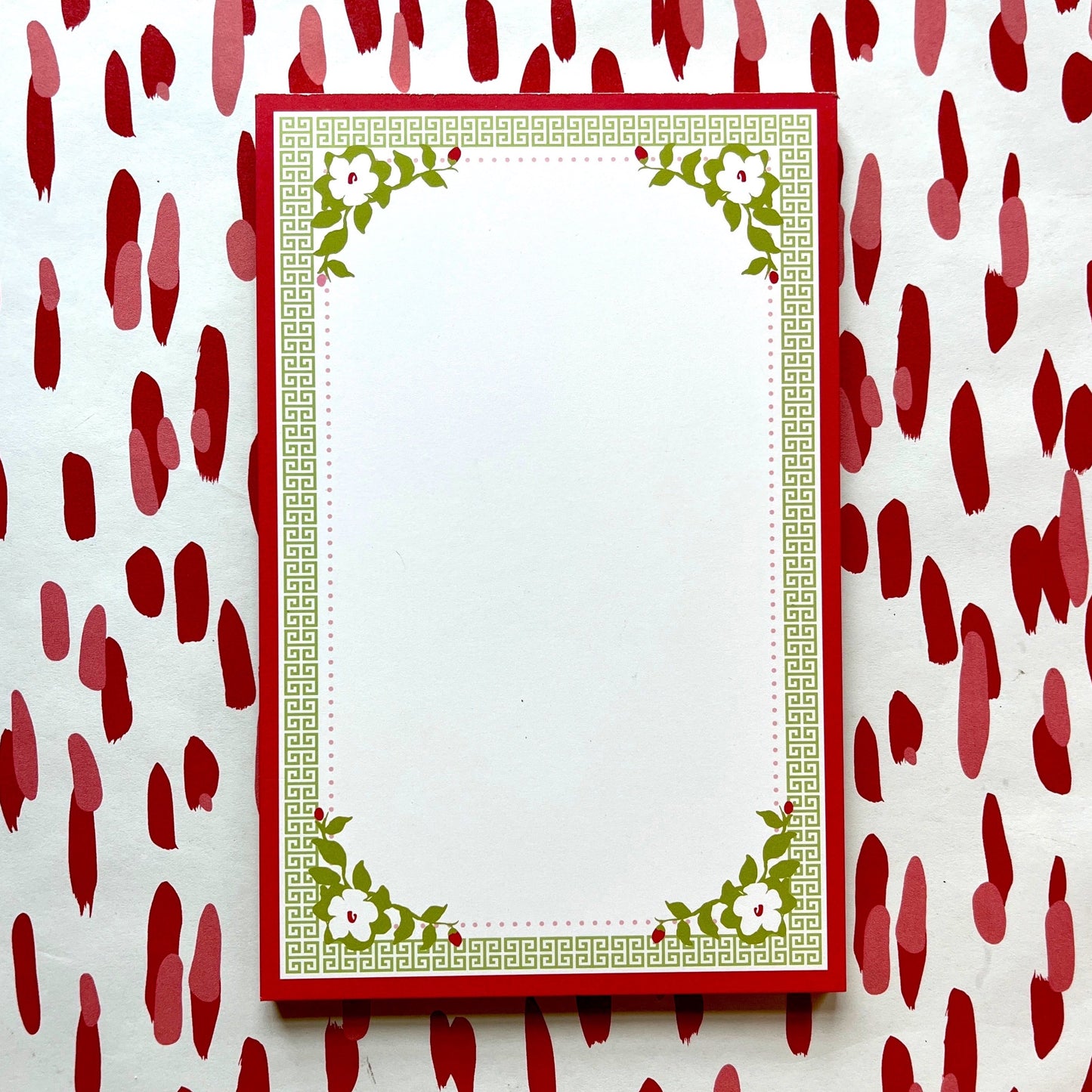 Winter Rose Corners with Red Border Luxe Large Notepad