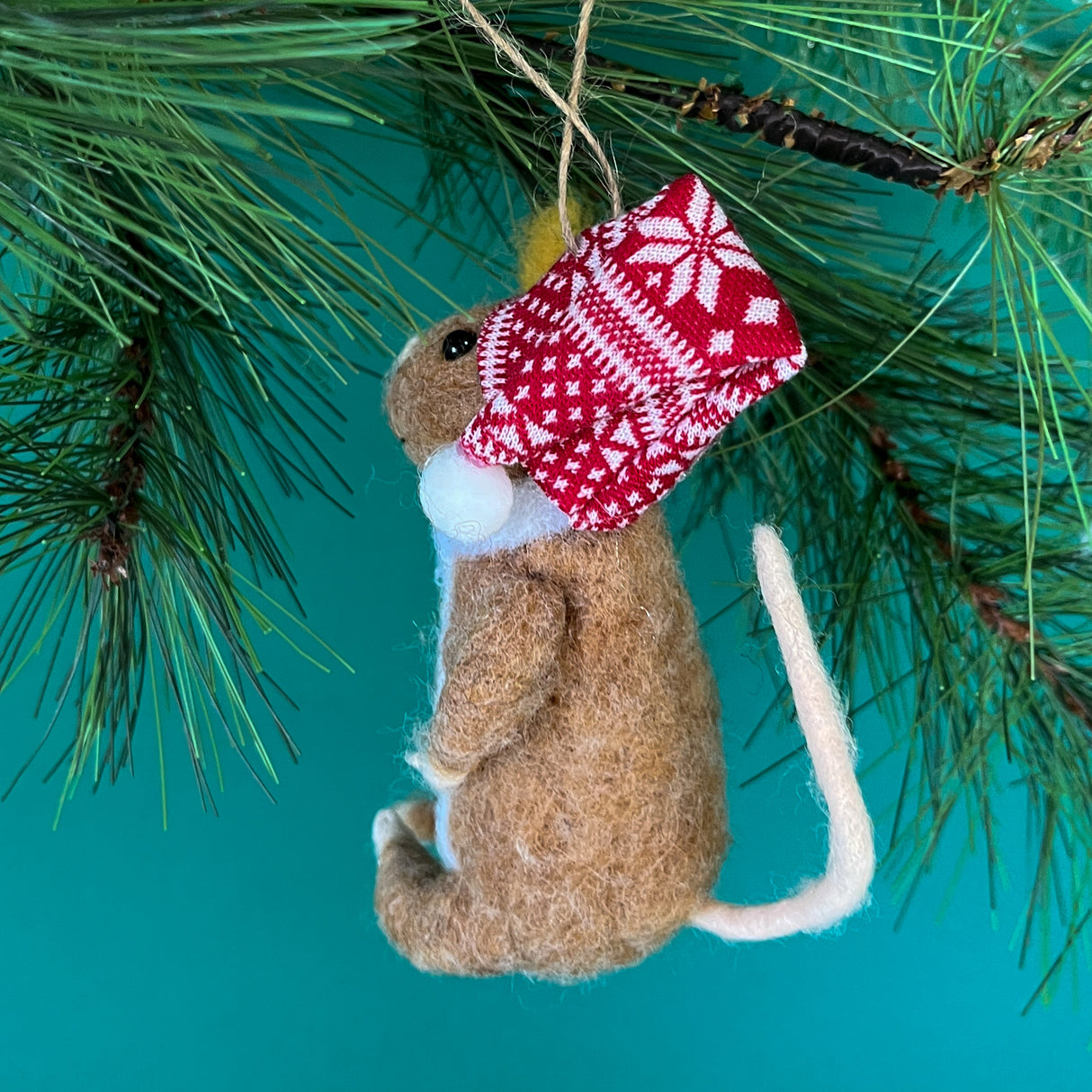 Felt Mouse w/Cap/Candle Christmas Ornament