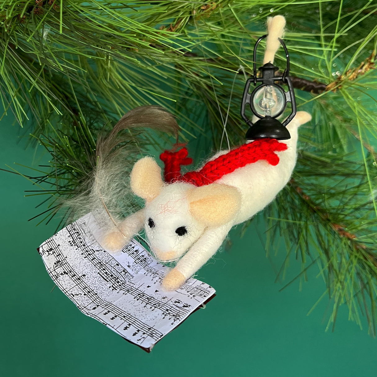 Mouse Writing A Carol Felt Christmas Ornament