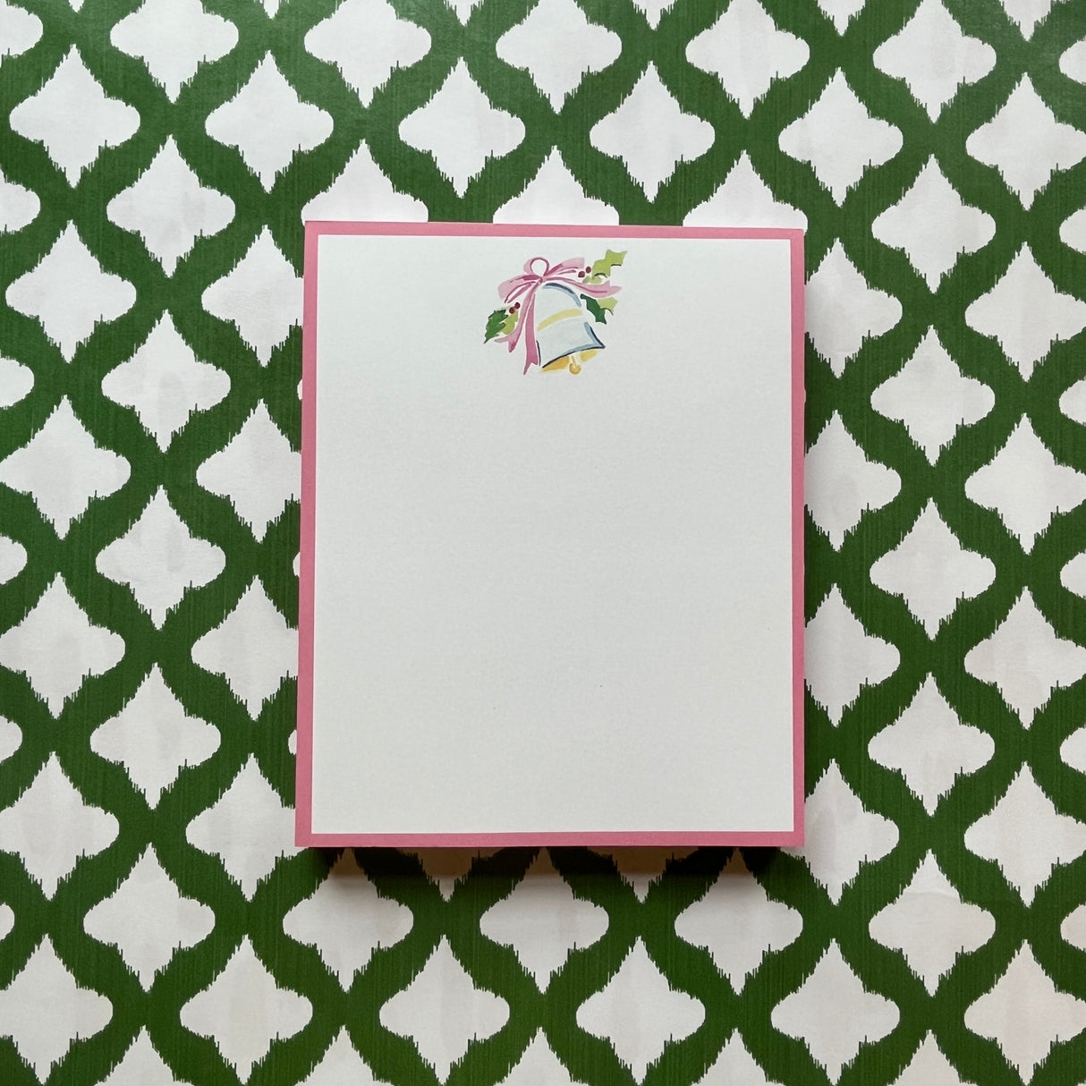 Christmas Bell w/Pink Border Tall Stack Notepad