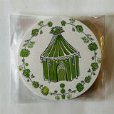 Green Into the Garden Round Paper Coasters