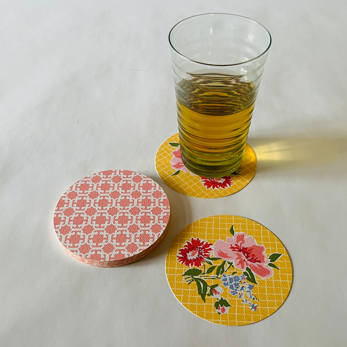 Yellow Swans Island Round Paper Coasters