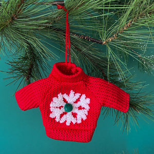 Holiday Mini Knitted Christmas Sweater Ornaments - Set of 4