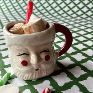 Ceramic Santa Christmas Mugs, Pair