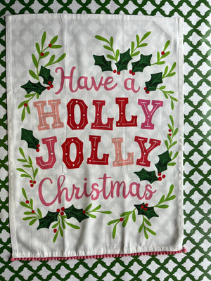 Holly Jolly Christmas Tea Towel/Dish Towel/Guest Towel