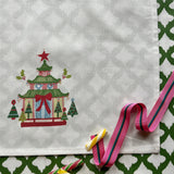 Festive Pagoda Christmas Tea Towel/Dish Towel/Guest Towel