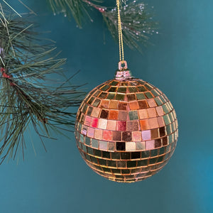 Mini Gold Disco Balls Christmas Ornaments, Set of 6