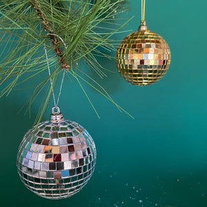 Mini Gold Disco Balls Christmas Ornaments, Set of 6