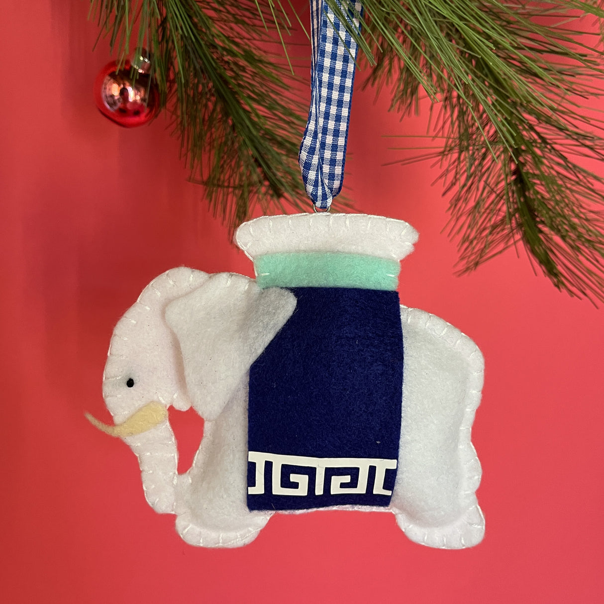 Greek Key Felt Christmas Elephant Ornament