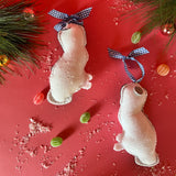 Felt Black, White and Brown Staffordshire Dog Christmas Ornaments, Set of 2