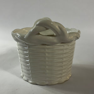 Italian Ceramic White Basket with Handles